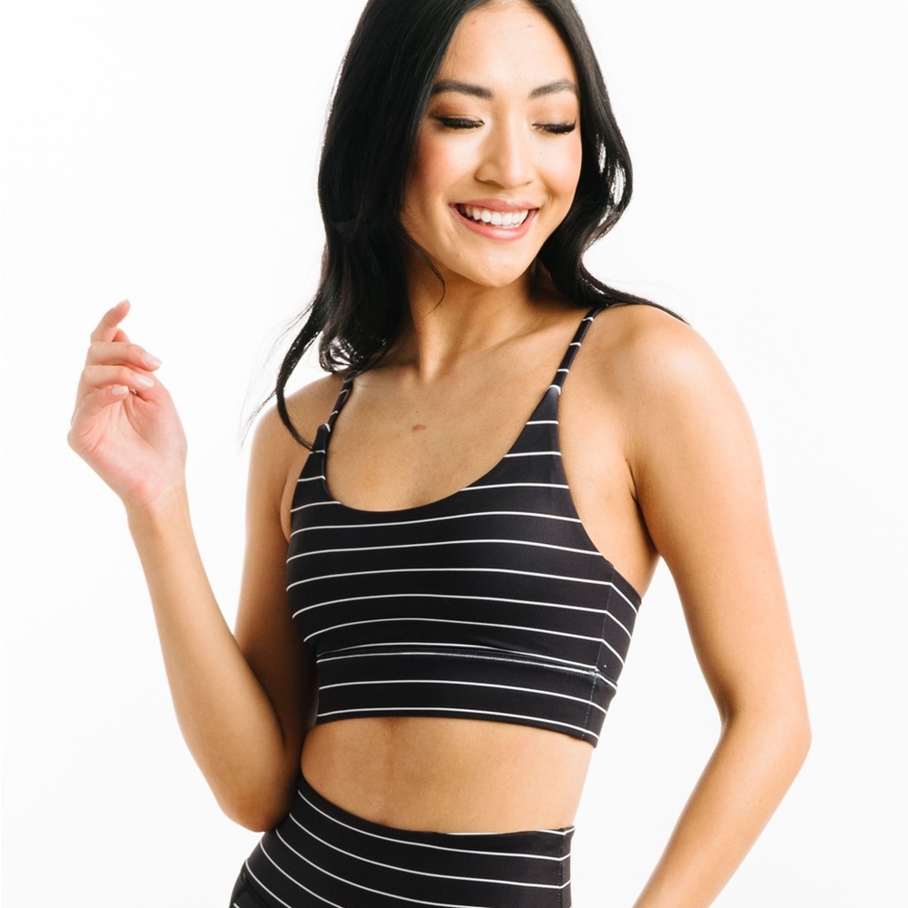 ZYIA Black Stripe Light and Tight Racer Straps Bra